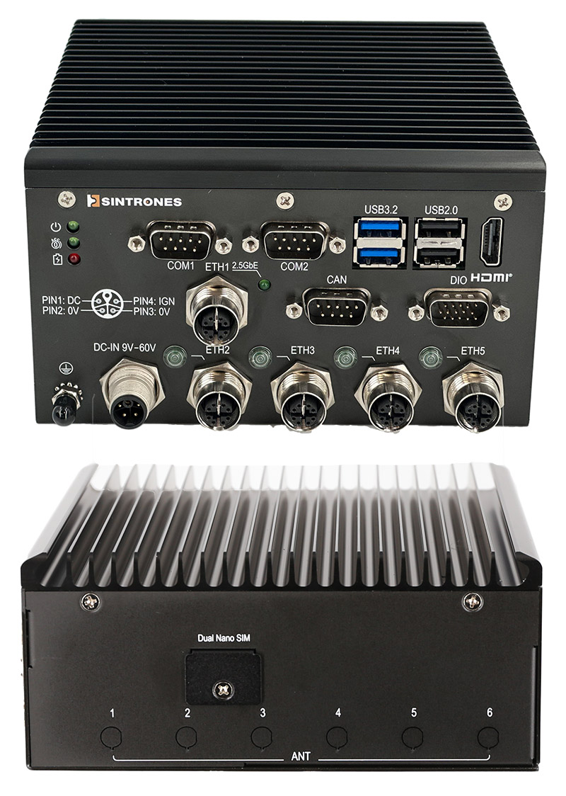 Sintrones VBOX-3132P-M12X-A4 (Intel Atom x7433RE, Fanless Rugged Edge Computer, <b>M12, 4x PoE</B>)